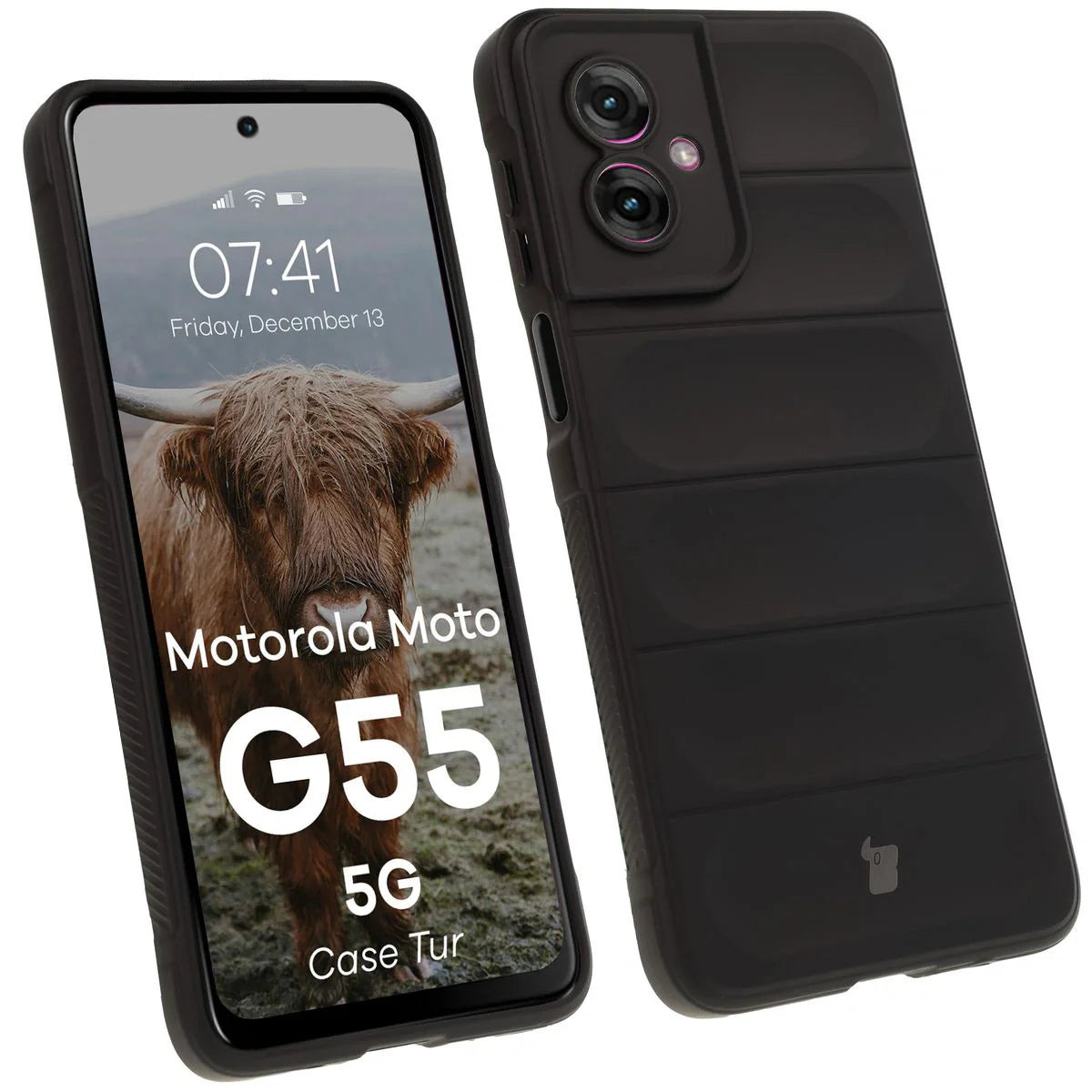 Robuste Handyhülle für Motorola Moto G55 5G, Bizon Case Tur, Schwarz