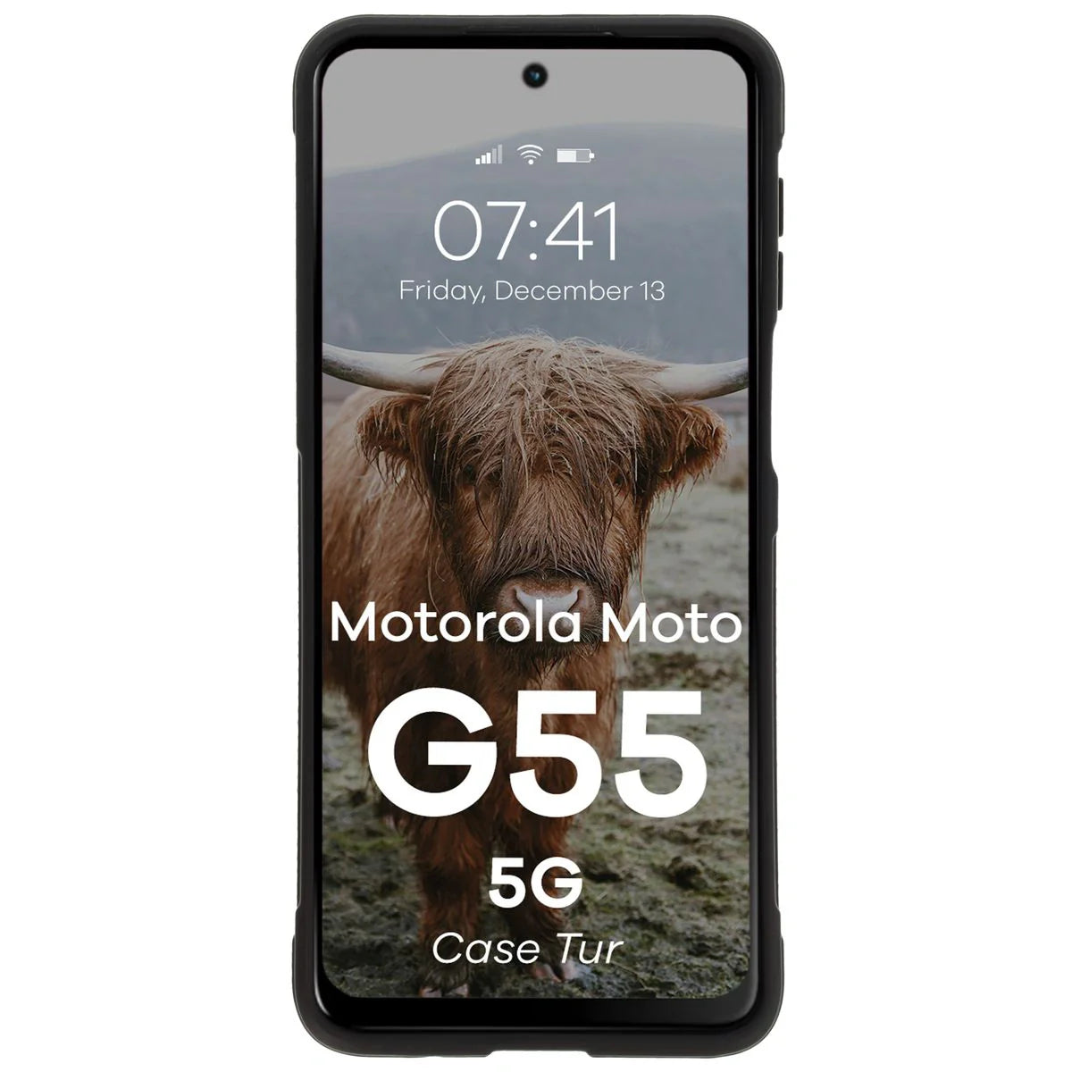 Robuste Handyhülle für Motorola Moto G55 5G, Bizon Case Tur, Schwarz