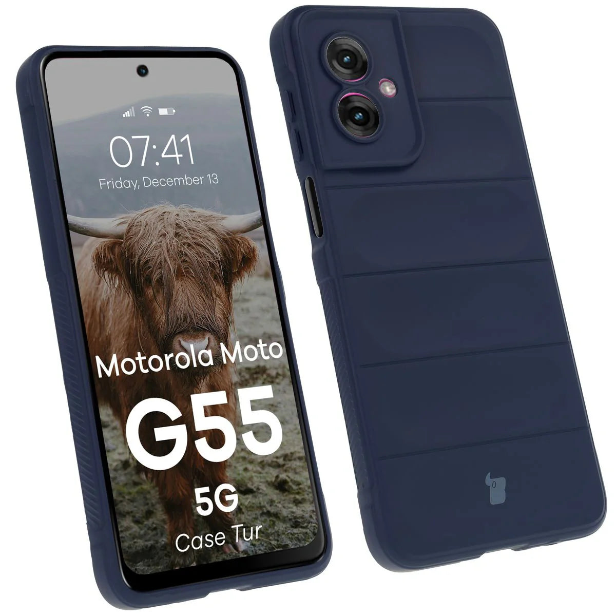 Robuste Handyhülle für Motorola Moto G55 5G, Bizon Case Tur, Dunkelblau