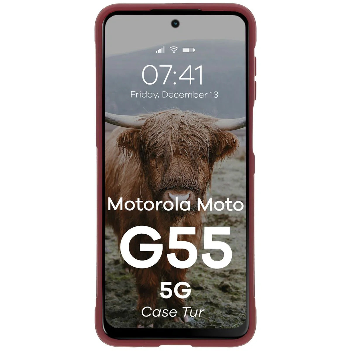 Robuste Handyhülle für Motorola Moto G55 5G, Bizon Case Tur, Burgunderrot
