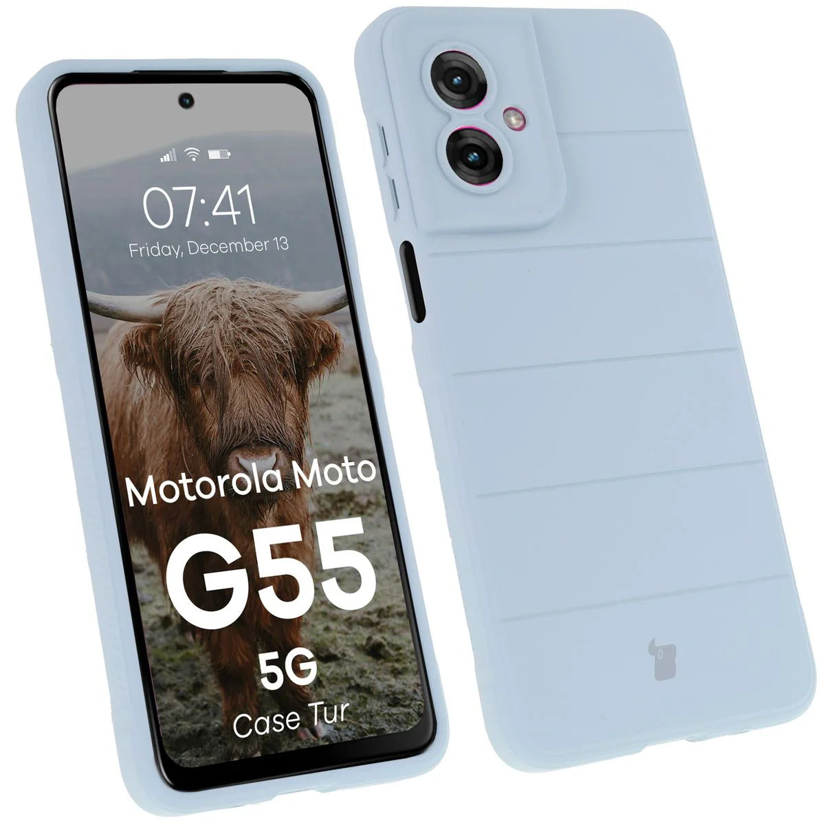 Robuste Handyhülle für Motorola Moto G55 5G, Bizon Case Tur, Hellblau