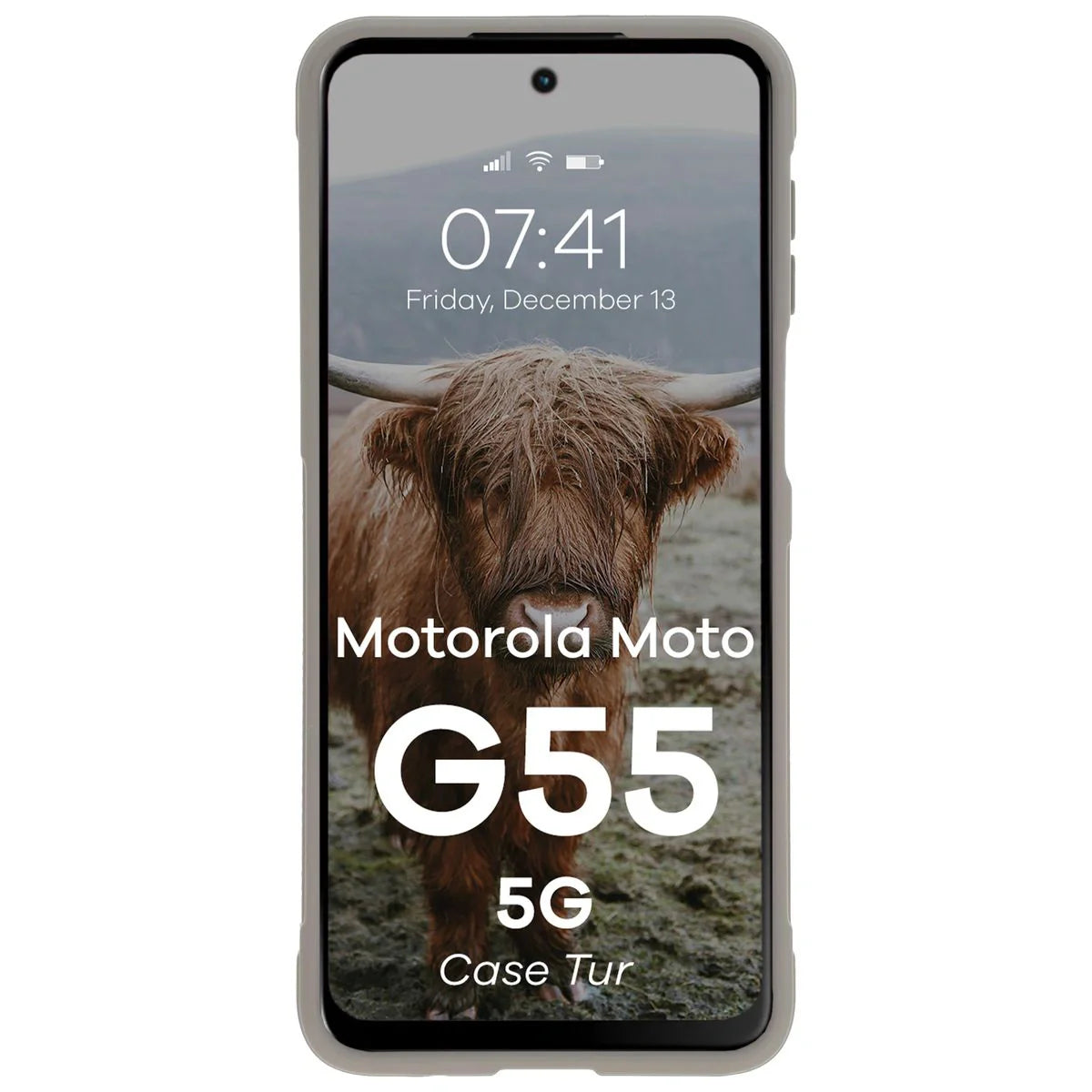 Robuste Handyhülle für Motorola Moto G55 5G, Bizon Case Tur, Hellgrau