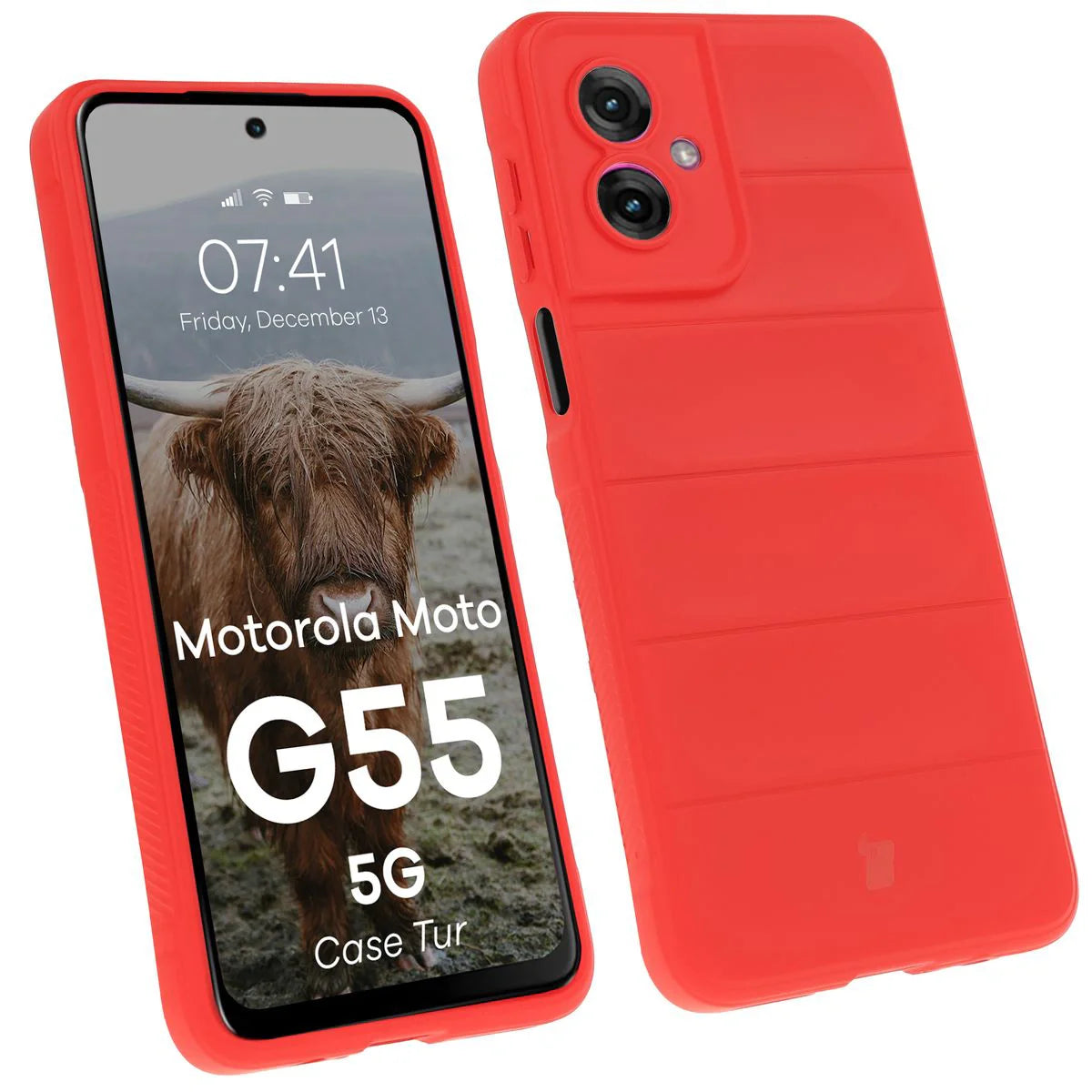 Robuste Handyhülle für Motorola Moto G55 5G, Bizon Case Tur, Rot