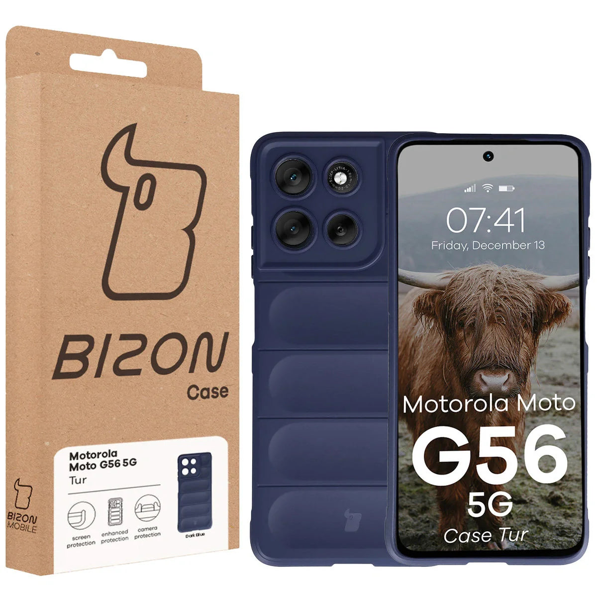 Robuste Handyhülle für Motorola Moto G56 5G, Bizon Case Tur, Dunkelblau