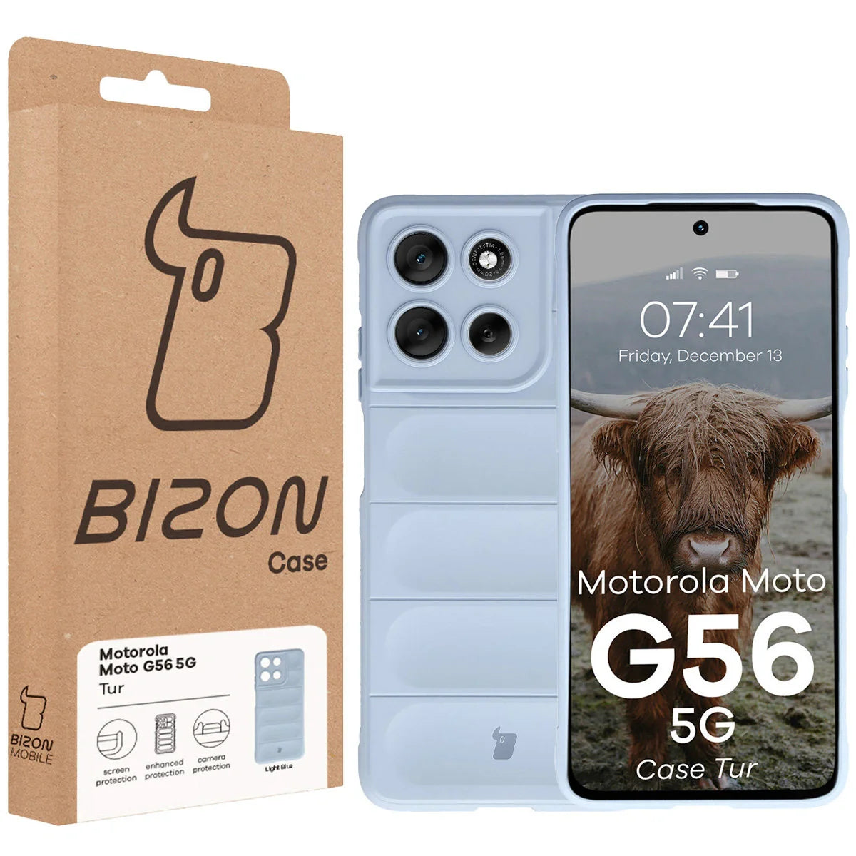 Robuste Handyhülle für Motorola Moto G56 5G, Bizon Case Tur, Hellblau