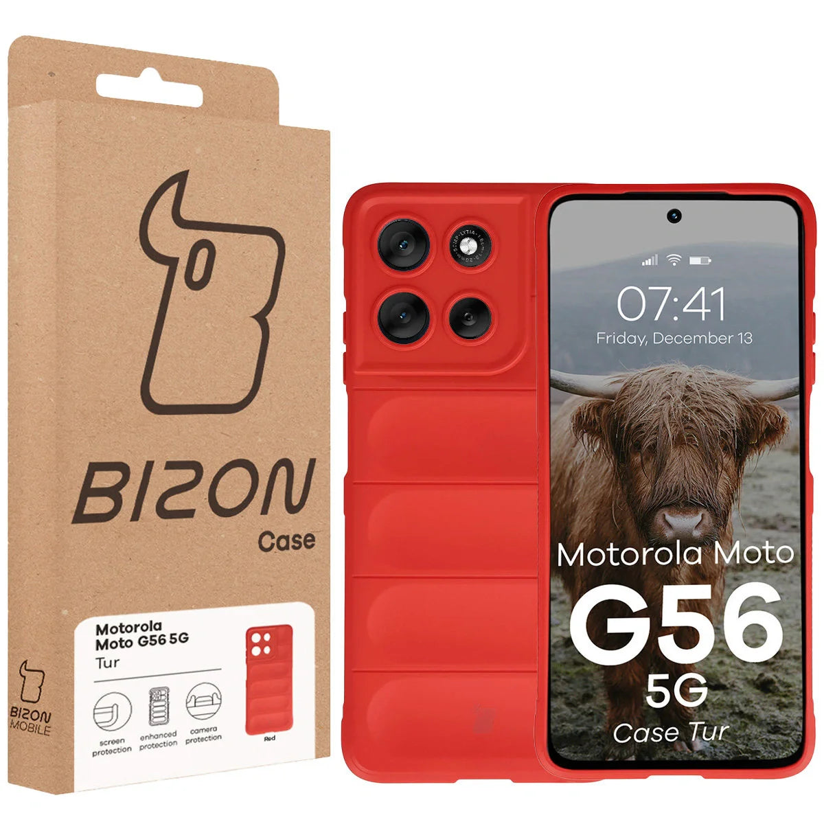 Robuste Handyhülle für Motorola Moto G56 5G, Bizon Case Tur, Rot