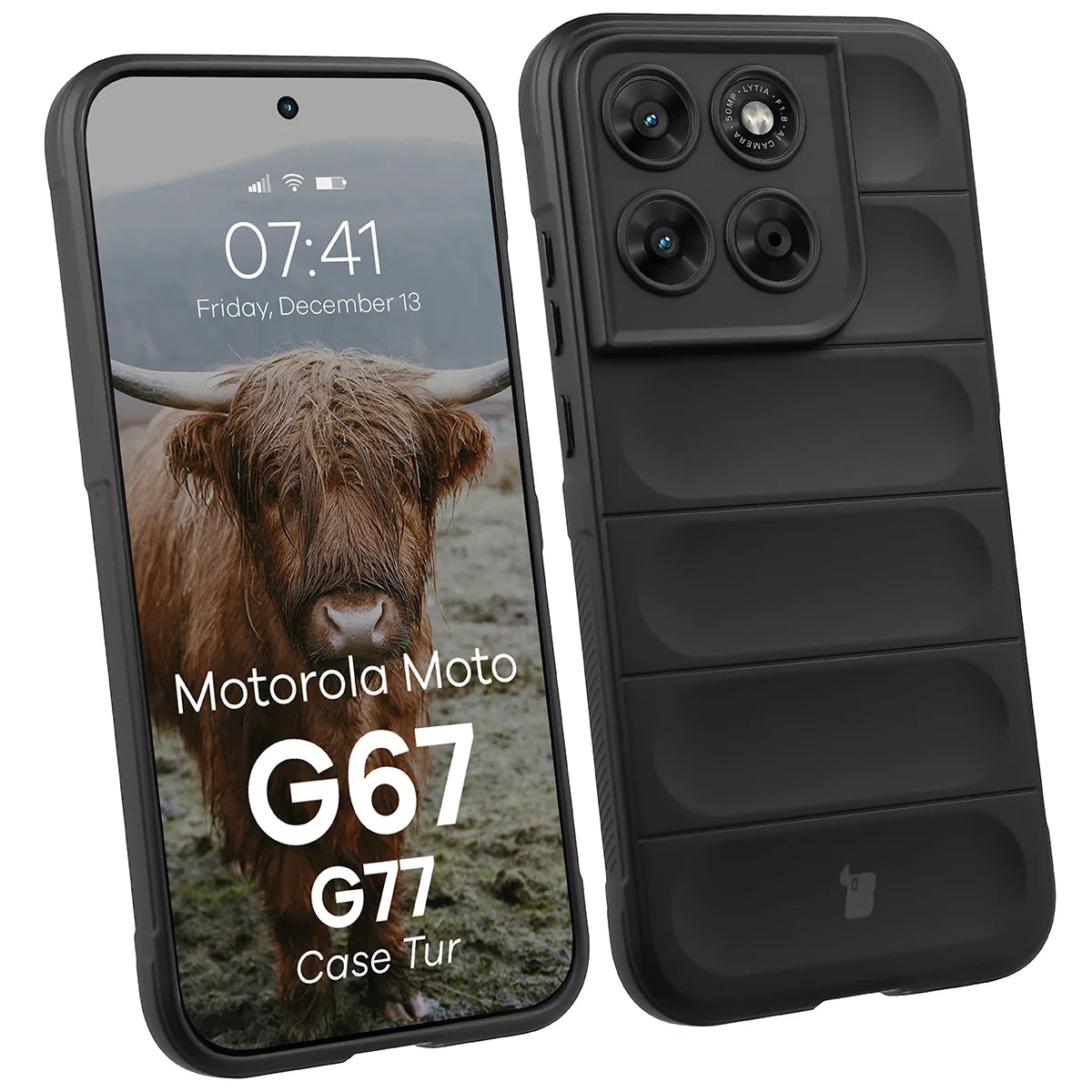 Robuste Handyhülle für Motorola Moto G67 5G / G77 5G, Bizon Case Tur, Schwarz