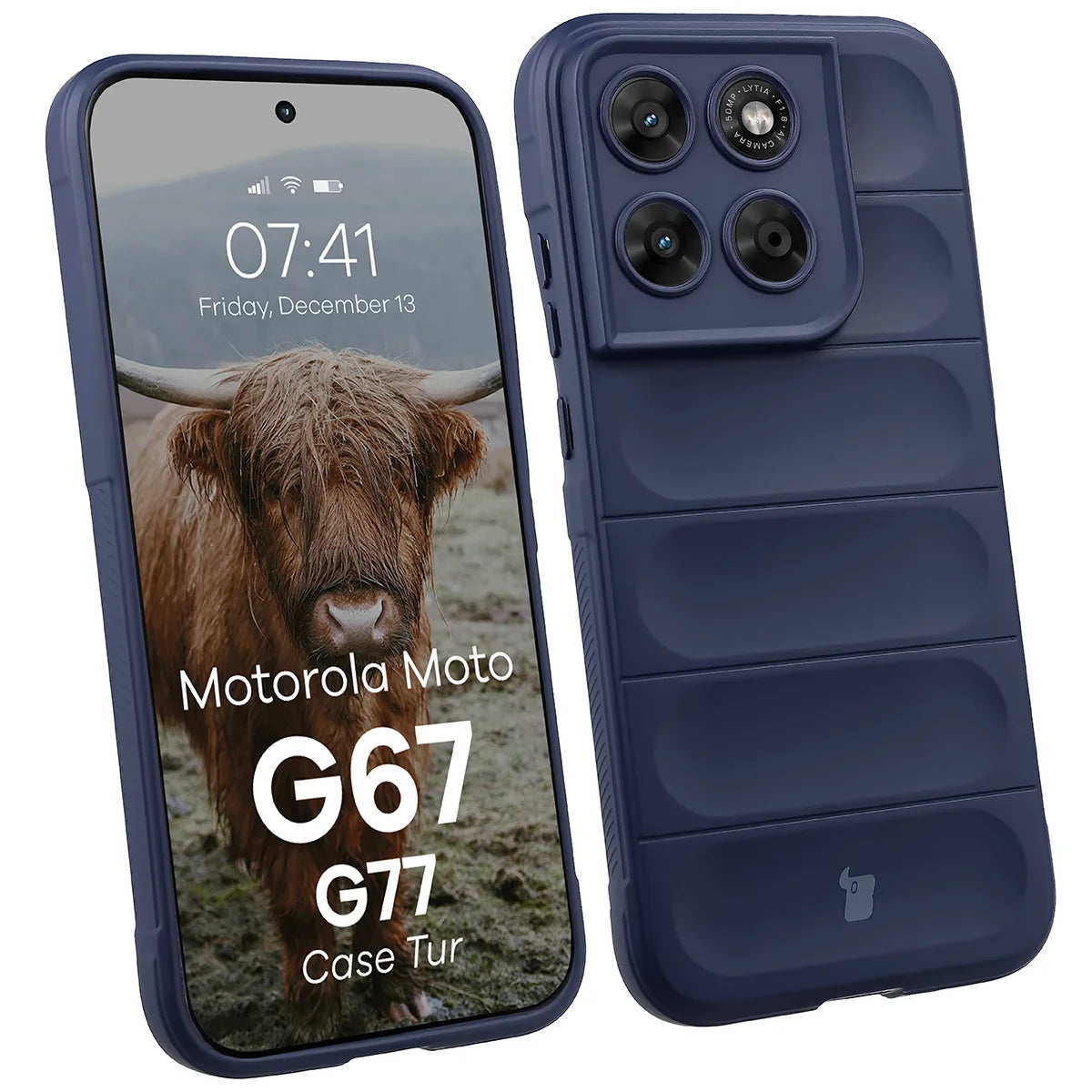 Robuste Handyhülle für Motorola Moto G67 5G / G77 5G, Bizon Case Tur, Dunkelblau