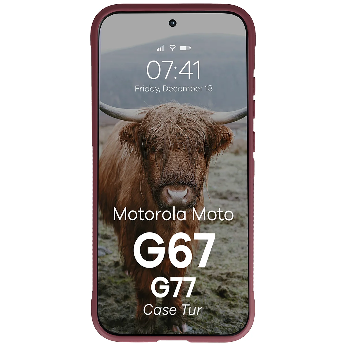 Robuste Handyhülle für Motorola Moto G67 5G / G77 5G, Bizon Case Tur, Burgunderrot