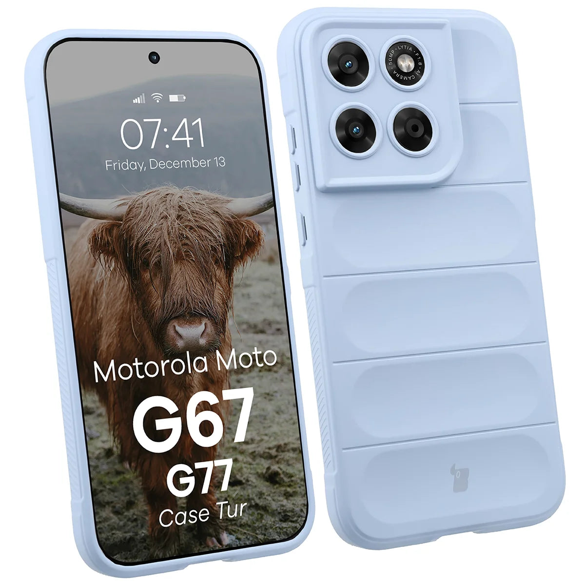 Robuste Handyhülle für Motorola Moto G67 5G / G77 5G, Bizon Case Tur, Hellblau