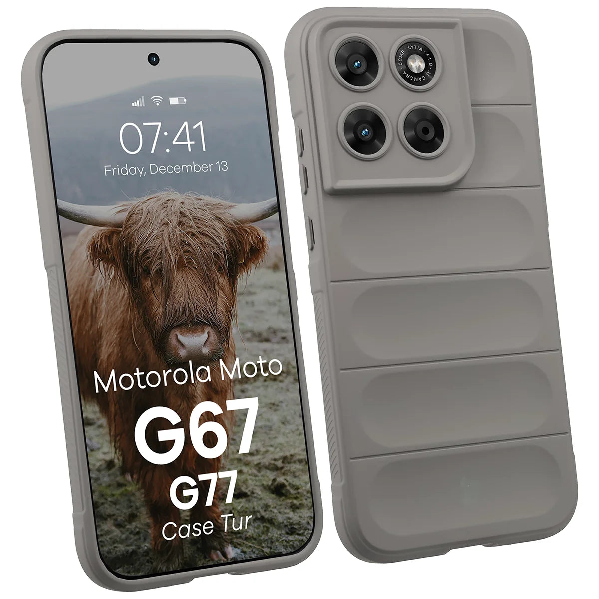 Robuste Handyhülle für Motorola Moto G67 5G / G77 5G, Bizon Case Tur, Hellgrau