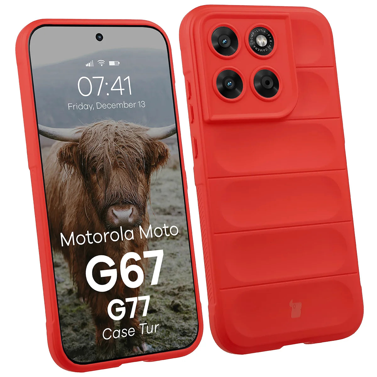 Robuste Handyhülle für Motorola Moto G67 5G / G77 5G, Bizon Case Tur, Rot