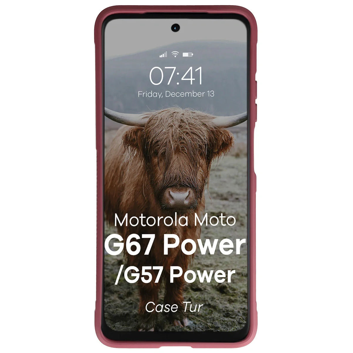 Robuste Handyhülle für Motorola Moto G57 Power / G67 Power, Bizon Case Tur, Burgunderrot