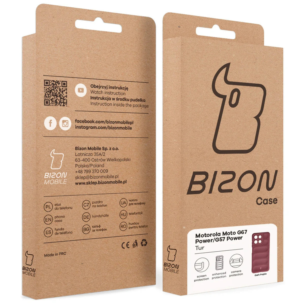 Robuste Handyhülle für Motorola Moto G57 Power / G67 Power, Bizon Case Tur, Burgunderrot