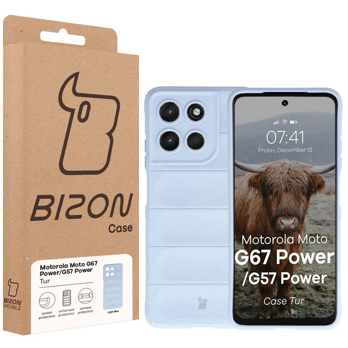 Robuste Handyhülle für Motorola Moto G57 Power / G67 Power, Bizon Case Tur, Hellblau