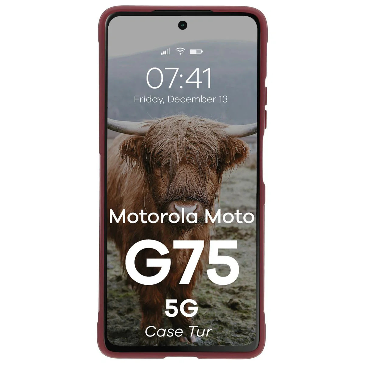 Robuste Handyhülle für Motorola Moto G75 5G, Bizon Case Tur, Burgunderrot