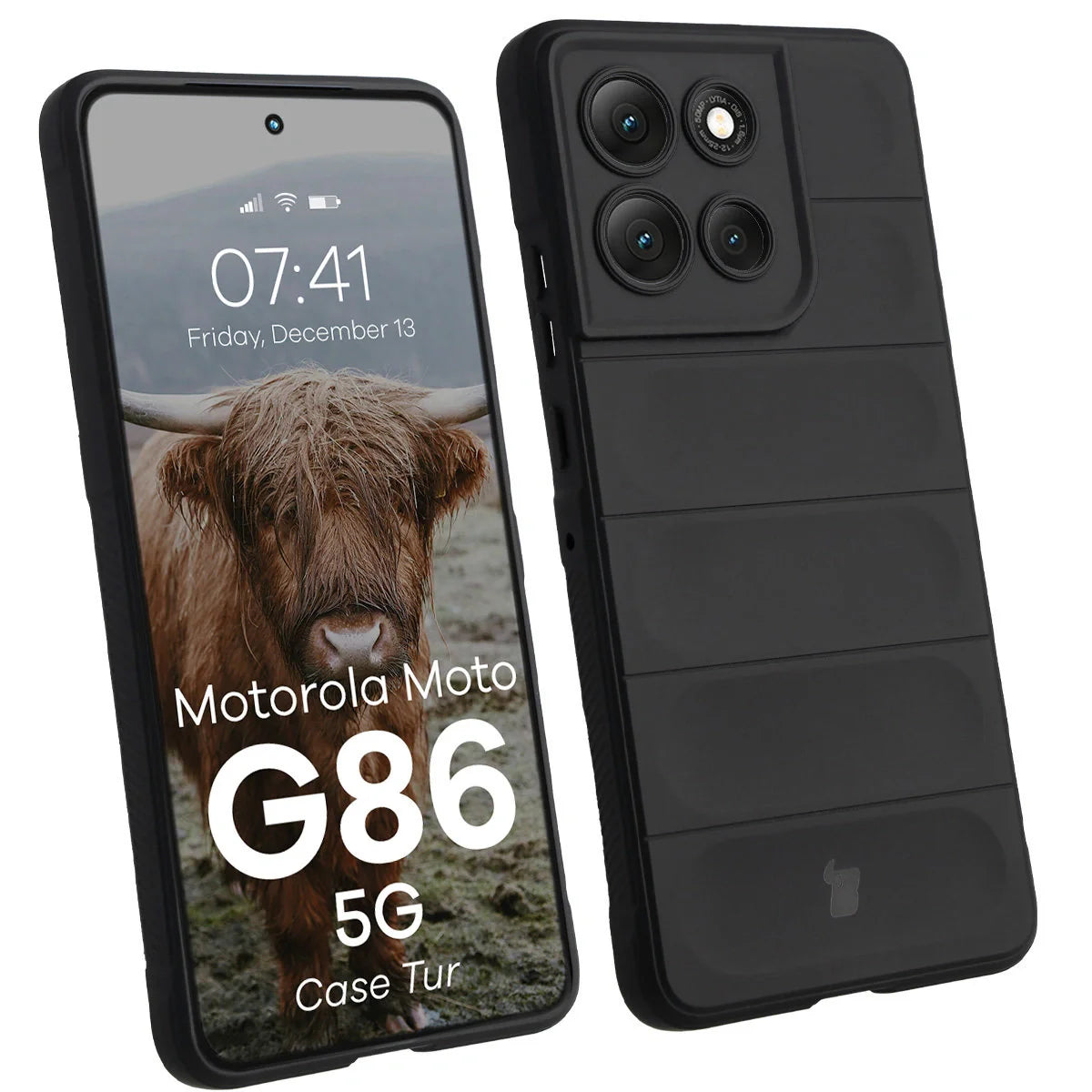 Robuste Handyhülle für Motorola Moto G86 5G, Bizon Case Tur, Schwarz
