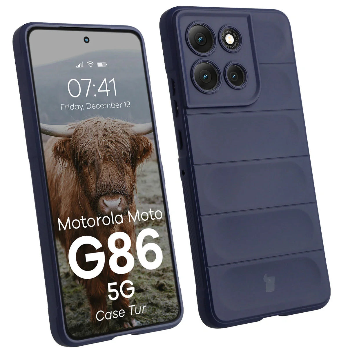 Robuste Handyhülle für Motorola Moto G86 5G, Bizon Case Tur, Dunkelblau