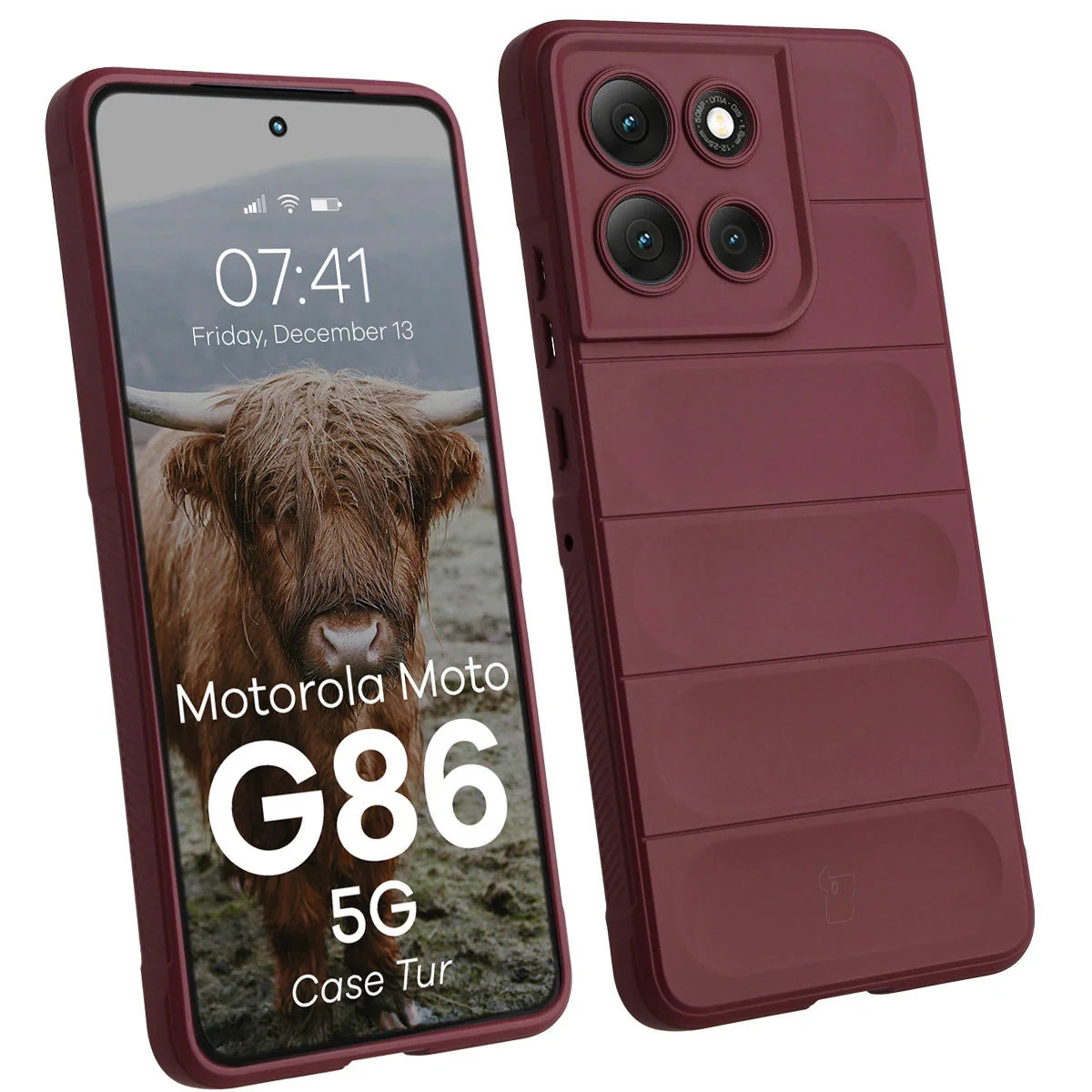 Robuste Handyhülle für Motorola Moto G86 5G, Bizon Case Tur, Burgunderrot