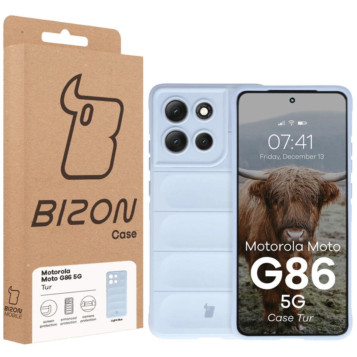 Robuste Handyhülle für Motorola Moto G86 5G, Bizon Case Tur, Hellblau