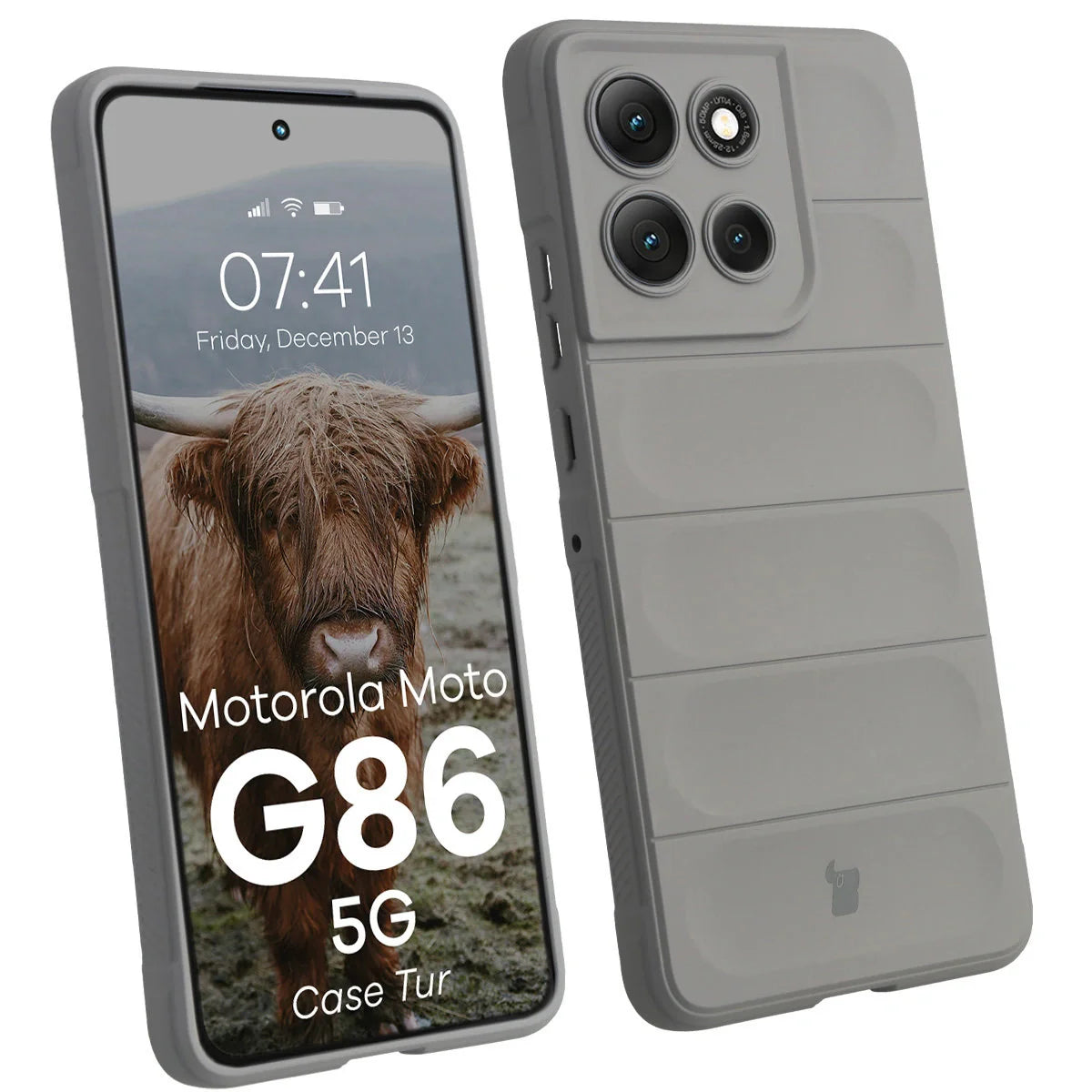 Robuste Handyhülle für Motorola Moto G86 5G, Bizon Case Tur, Hellgrau