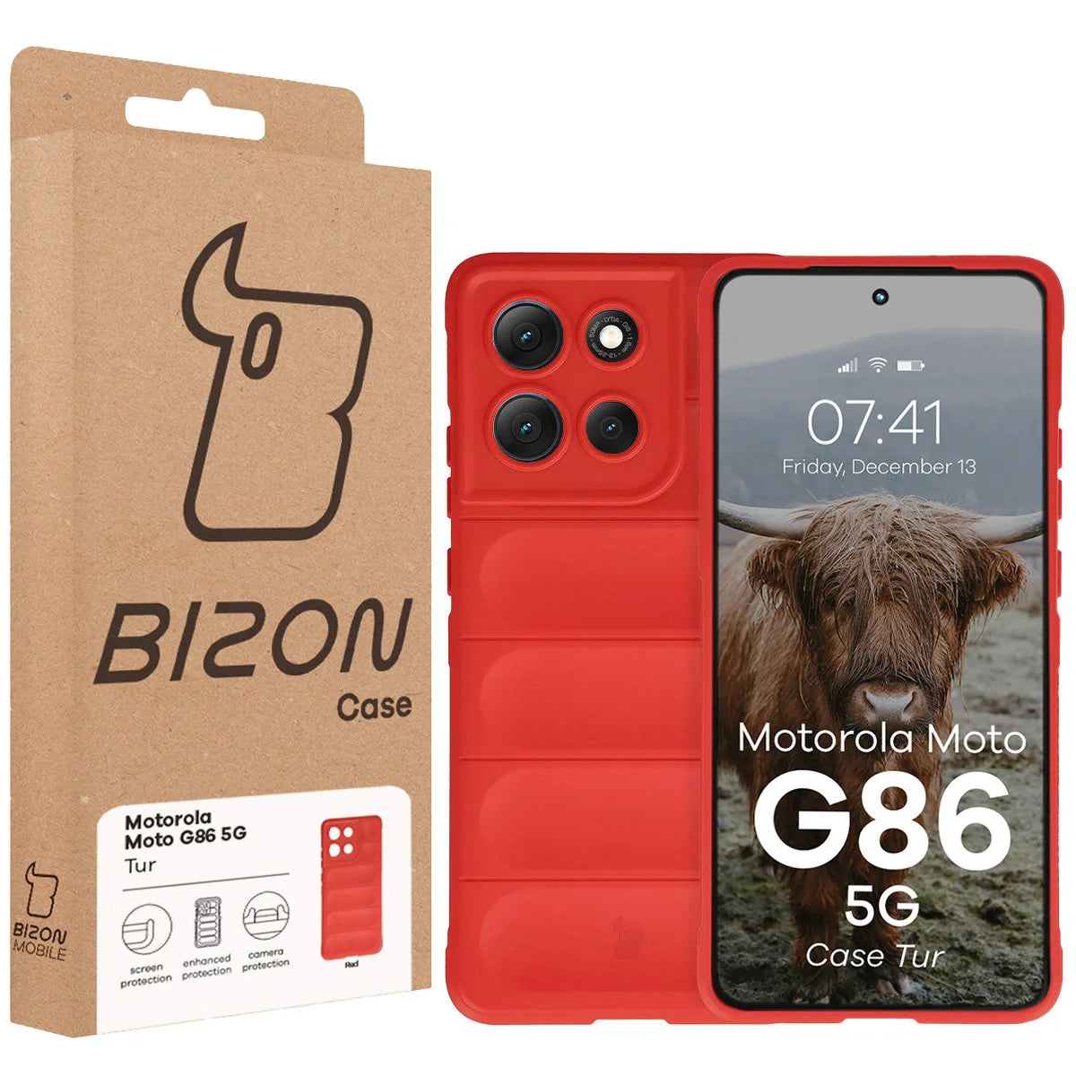 Robuste Handyhülle für Motorola Moto G86 5G, Bizon Case Tur, Rot