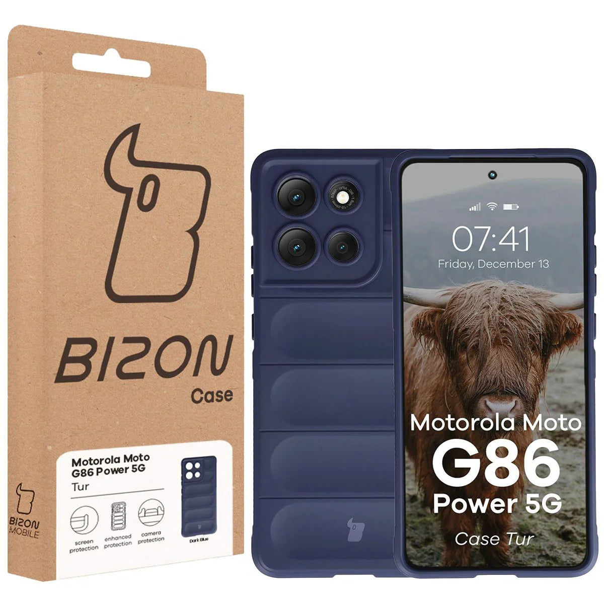 Robuste Handyhülle für Motorola Moto G86 Power 5G, Bizon Case Tur, Dunkelblau