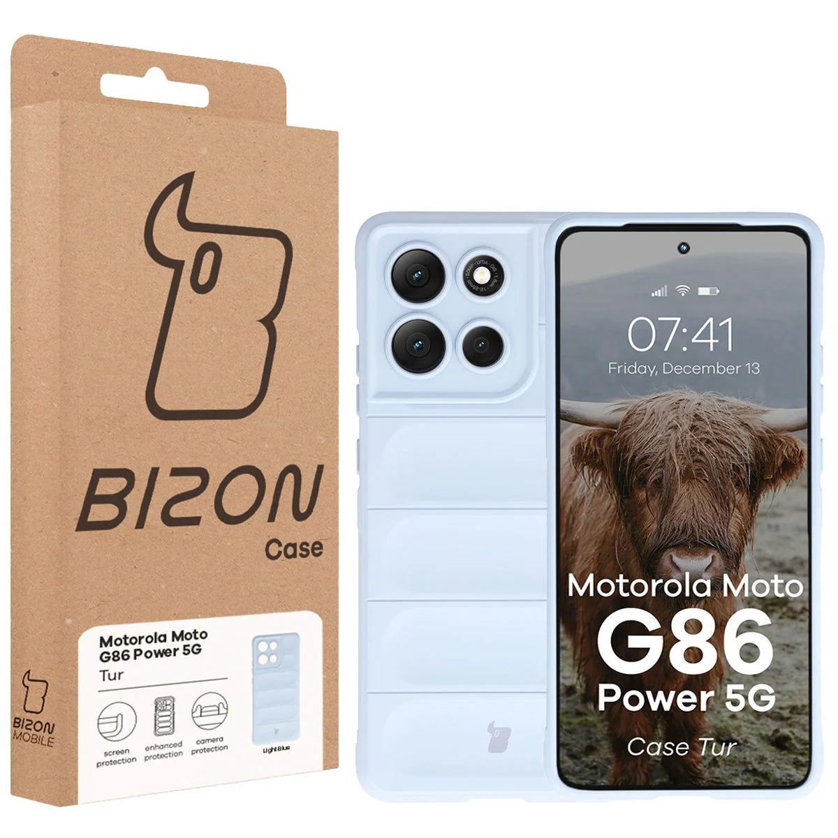 Robuste Handyhülle für Motorola Moto G86 Power 5G, Bizon Case Tur, Hellblau