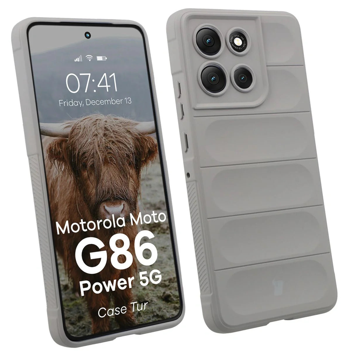 Robuste Handyhülle für Motorola Moto G86 Power 5G, Bizon Case Tur, Hellgrau
