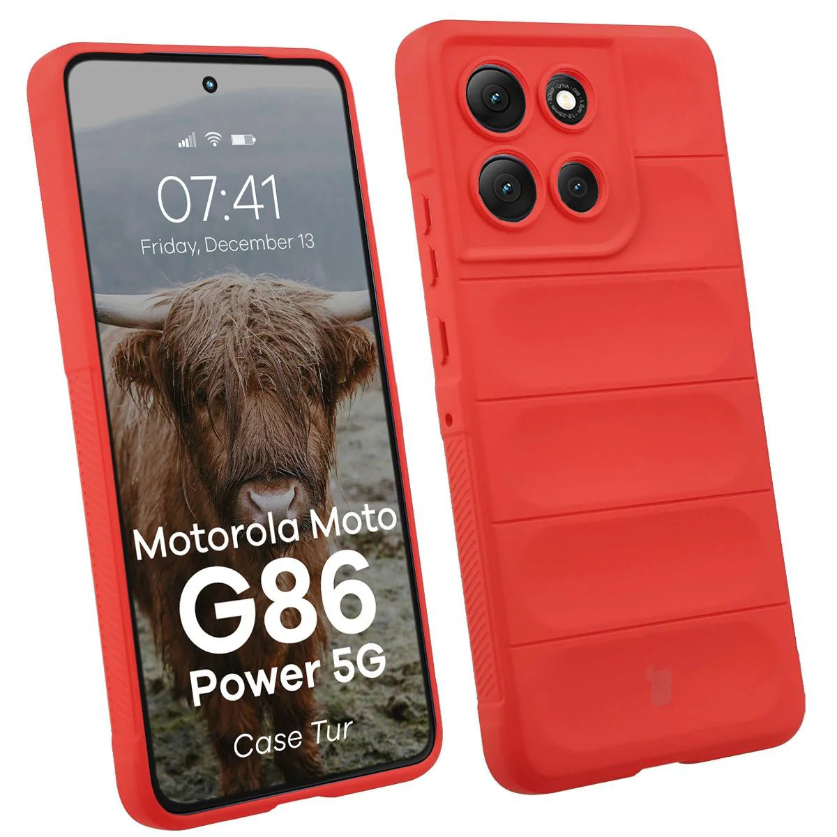 Robuste Handyhülle für Motorola Moto G86 Power 5G, Bizon Case Tur, Rot