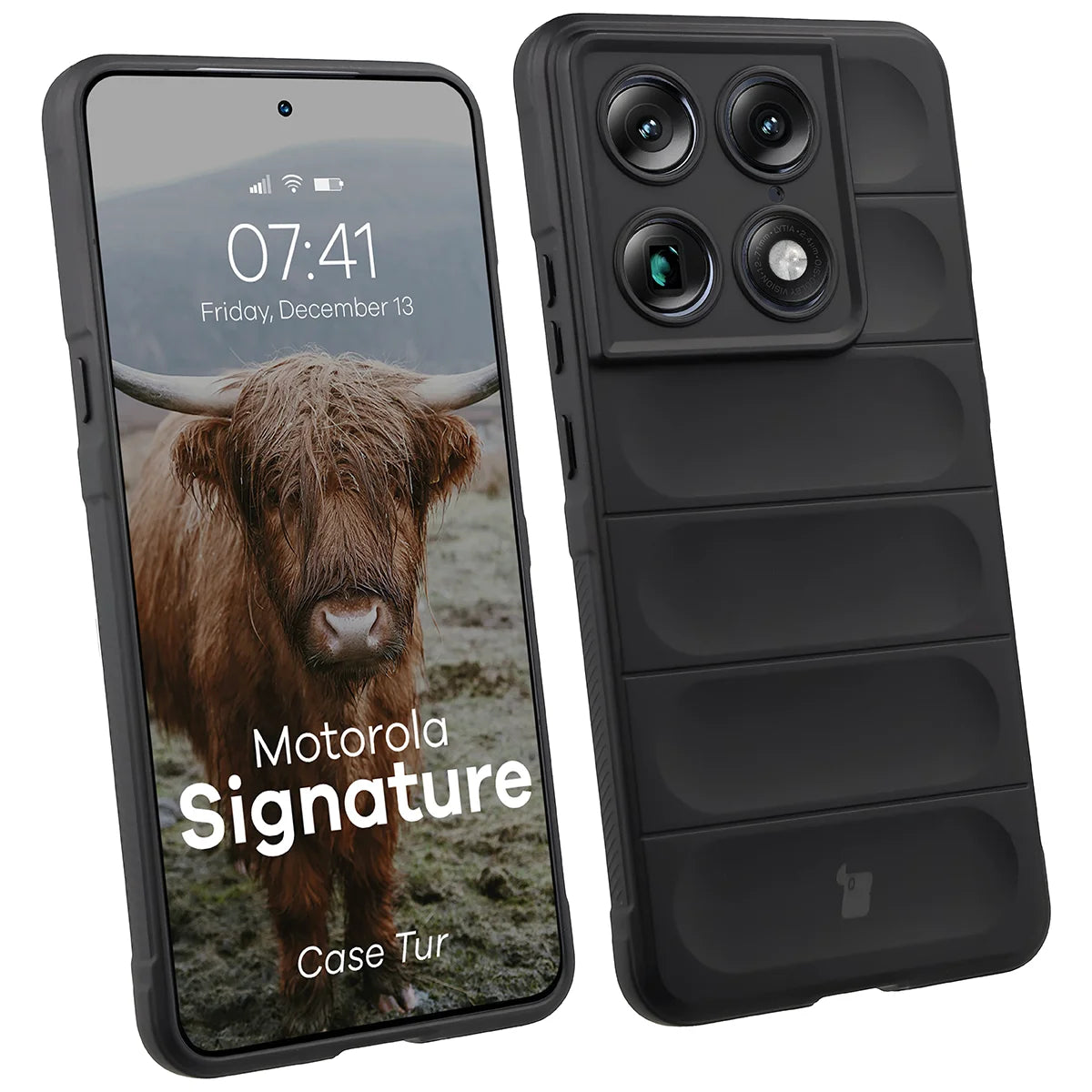 Robuste Handyhülle für Motorola Signature, Bizon Case Tur, Schwarz