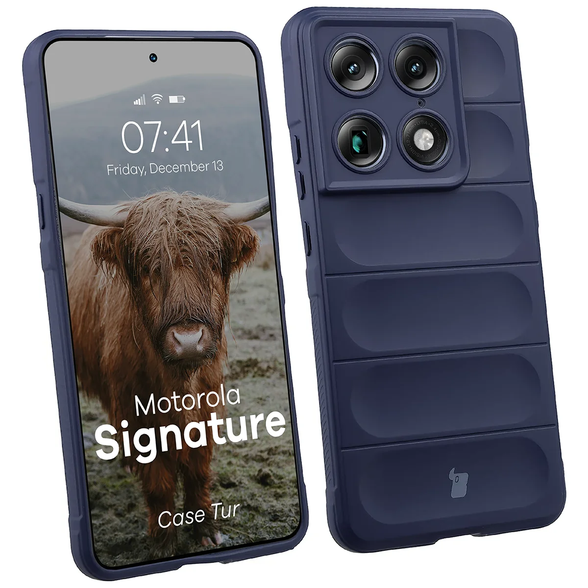 Robuste Handyhülle für Motorola Signature, Bizon Case Tur, Dunkelblau