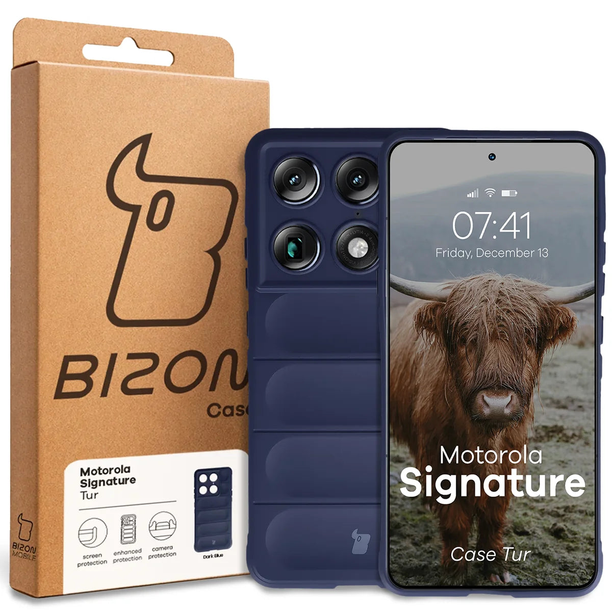 Robuste Handyhülle für Motorola Signature, Bizon Case Tur, Dunkelblau