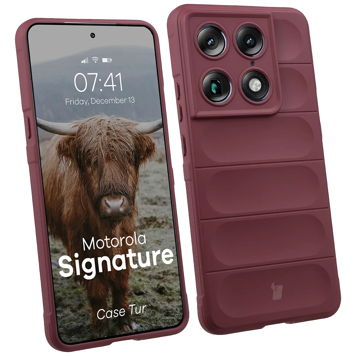 Robuste Handyhülle für Motorola Signature, Bizon Case Tur, Burgunderrot