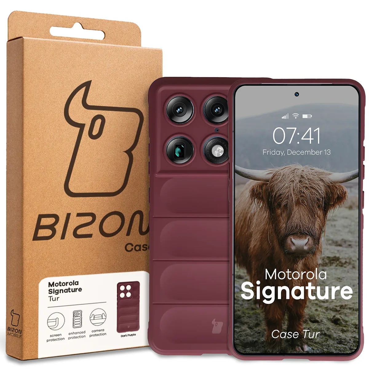 Robuste Handyhülle für Motorola Signature, Bizon Case Tur, Burgunderrot