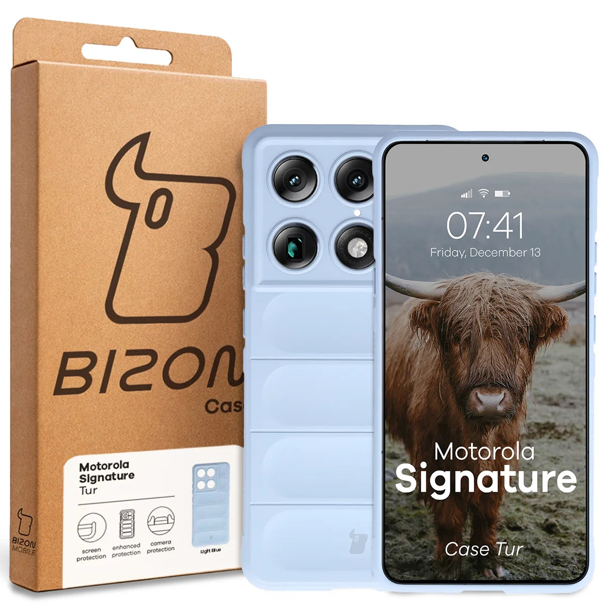 Robuste Handyhülle für Motorola Signature, Bizon Case Tur, Hellblau