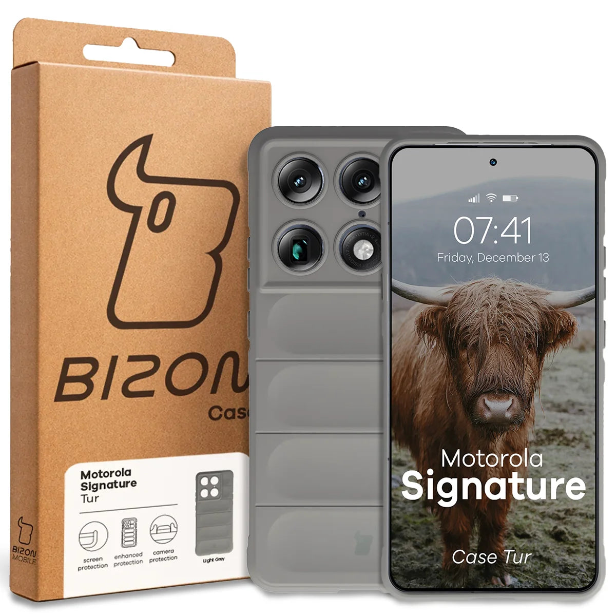 Robuste Handyhülle für Motorola Signature, Bizon Case Tur, Hellgrau
