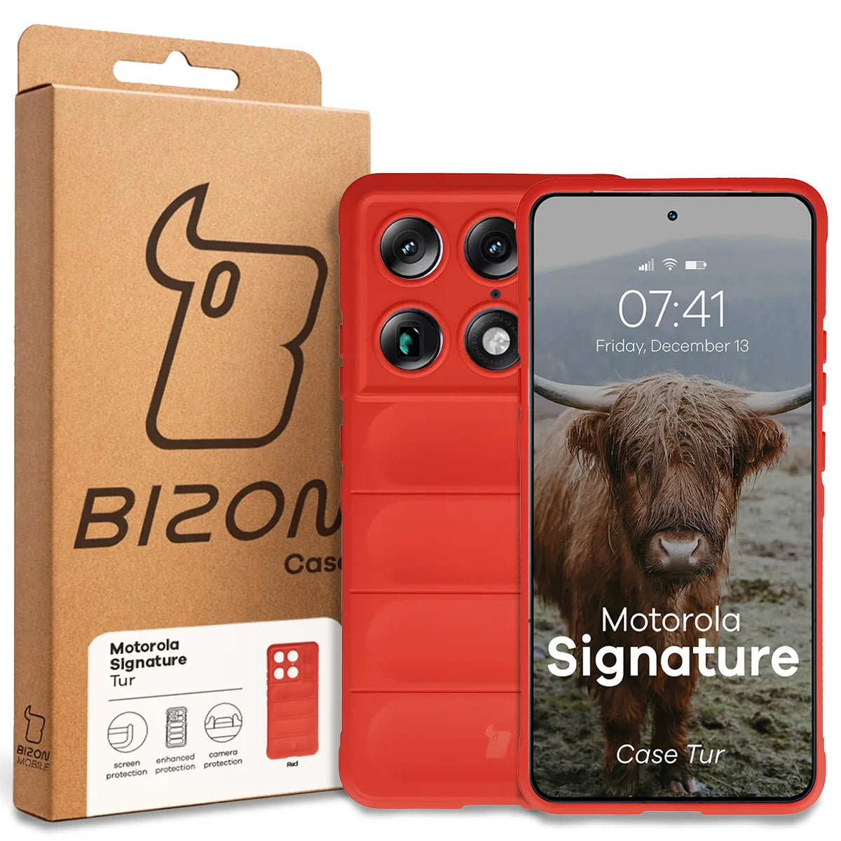 Robuste Handyhülle für Motorola Signature, Bizon Case Tur, Rot