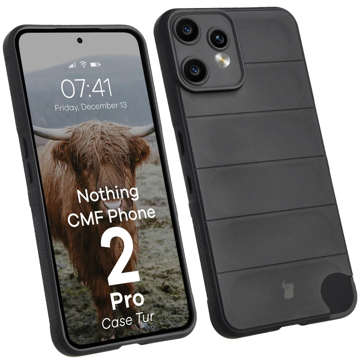 Robuste Handyhülle für Nothing CMF Phone 2 Pro, Bizon Case Tur, Schwarz