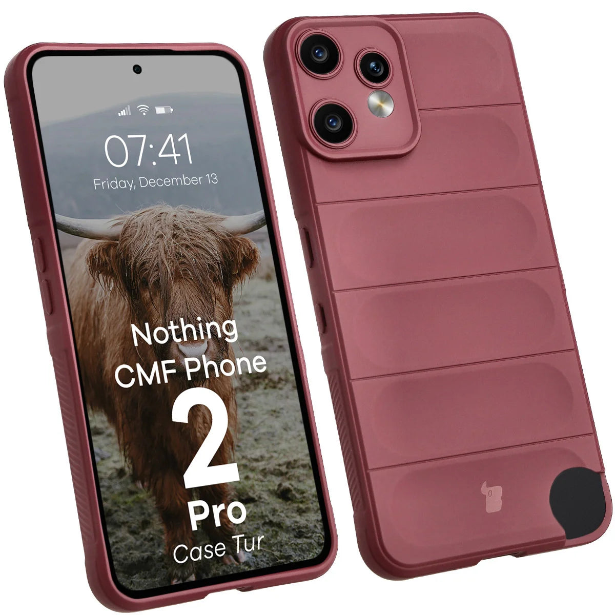 Robuste Handyhülle für Nothing CMF Phone 2 Pro, Bizon Case Tur, Burgunderrot