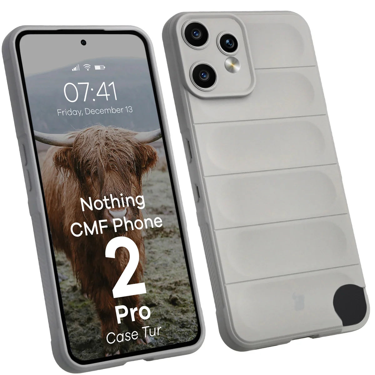 Robuste Handyhülle für Nothing CMF Phone 2 Pro, Bizon Case Tur, Hellgrau