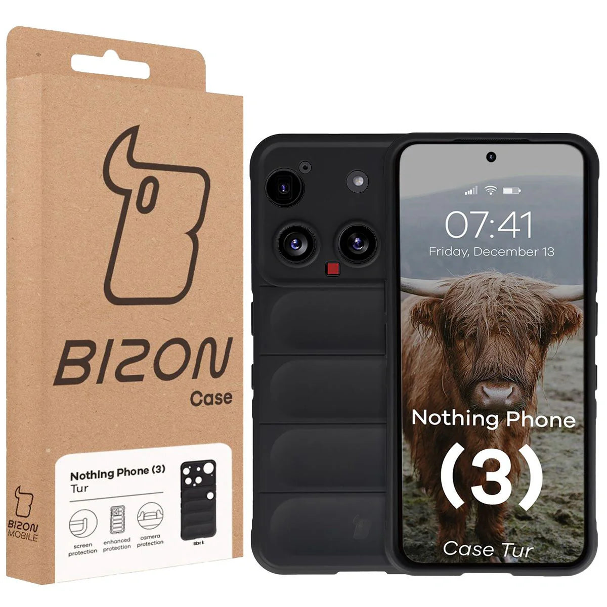 Robuste Handyhülle für Nothing Phone (3), Bizon Case Tur, Schwarz