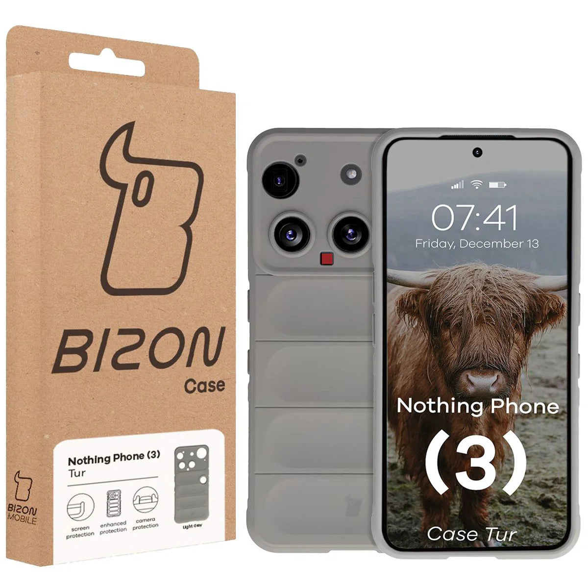 Robuste Handyhülle für Nothing Phone (3), Bizon Case Tur, Hellgrau