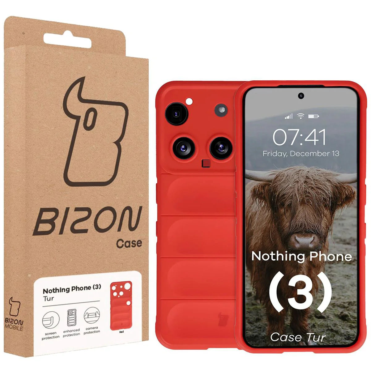 Robuste Handyhülle für Nothing Phone (3), Bizon Case Tur, Rot