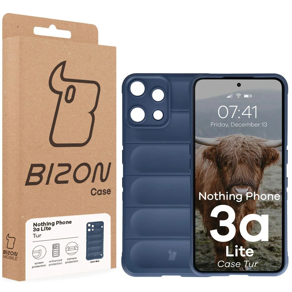Robuste Handyhülle für Nothing Phone (3a) Lite, Bizon Case Tur, Dunkelblau