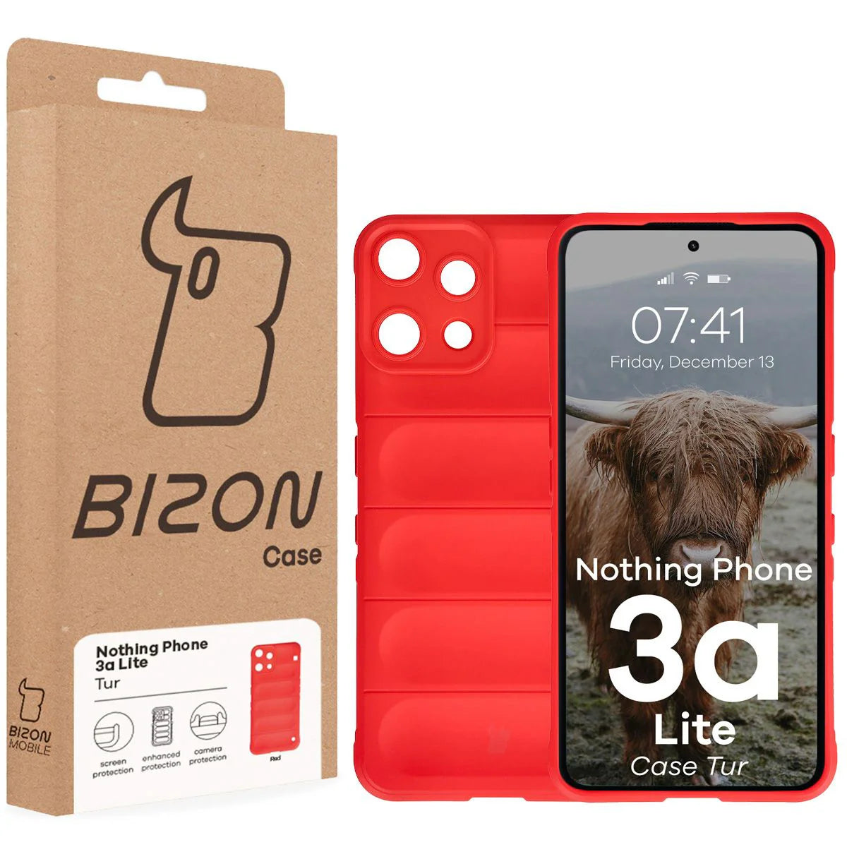 Robuste Handyhülle für Nothing Phone (3a) Lite, Bizon Case Tur, Rot