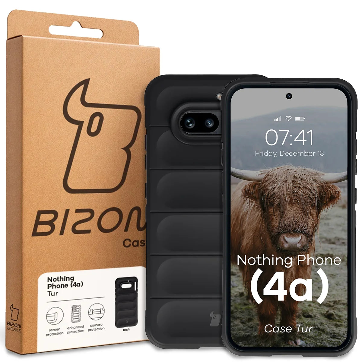 Robuste Handyhülle für Nothing Phone (4a), Bizon Case Tur, Schwarz