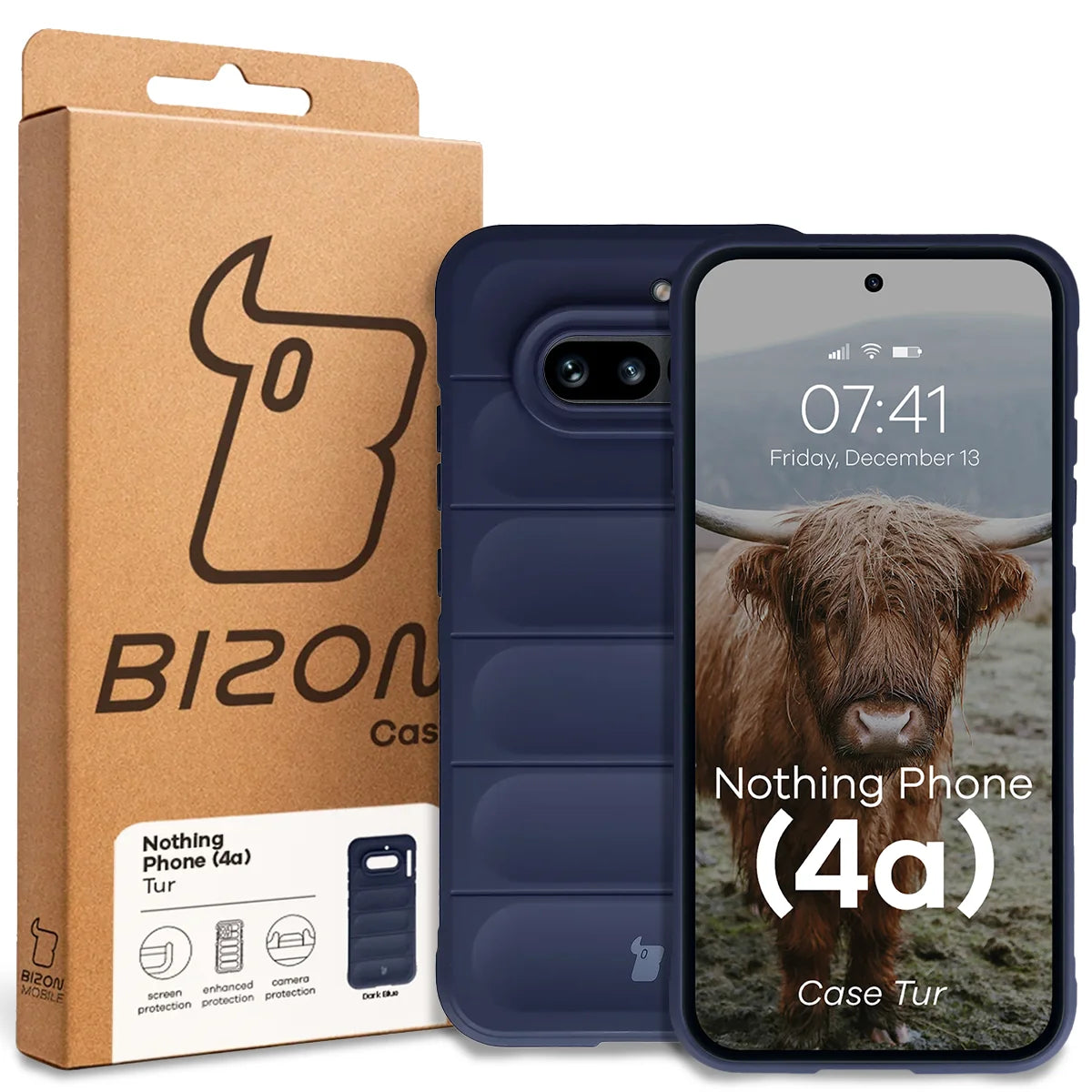 Robuste Handyhülle für Nothing Phone (4a), Bizon Case Tur, Dunkelblau