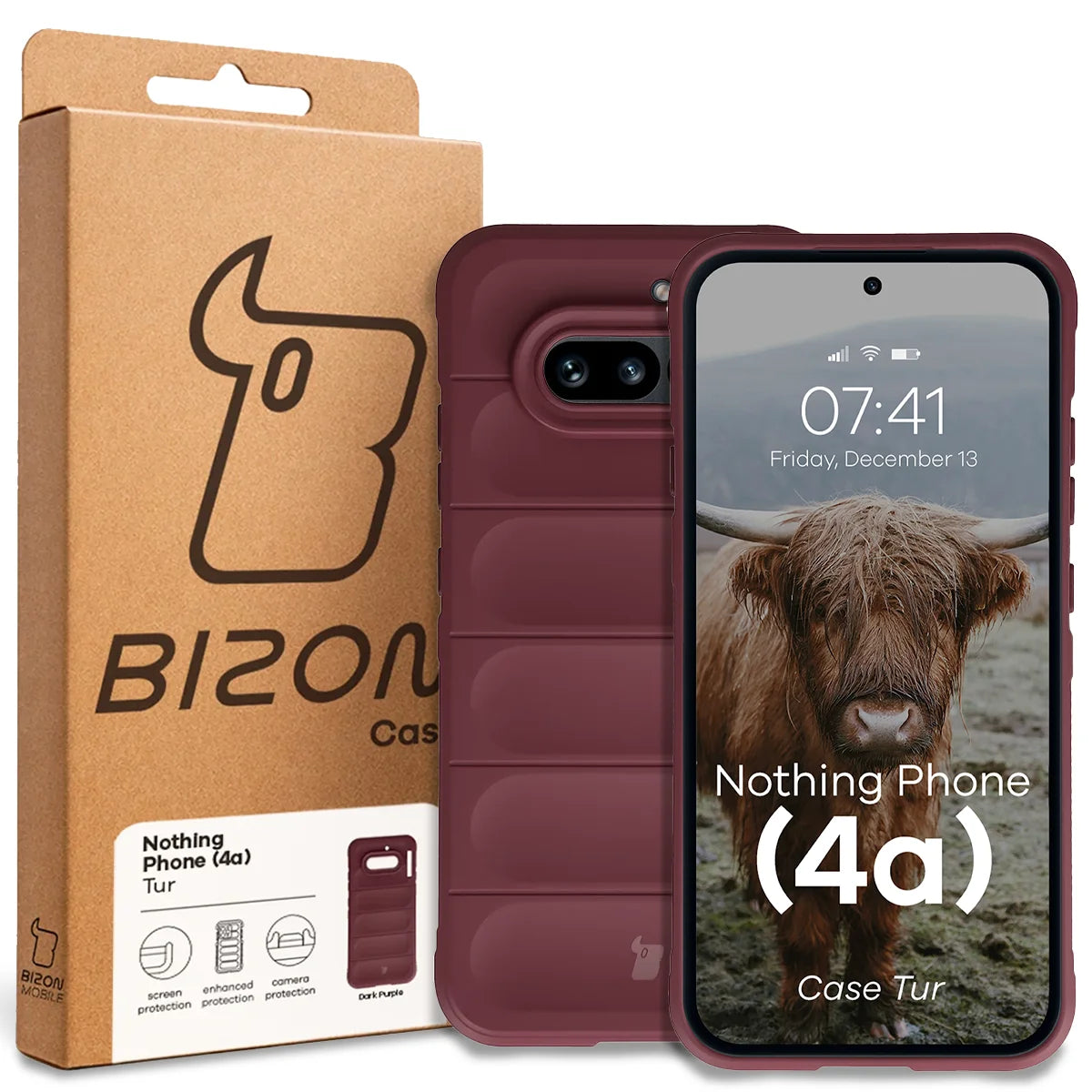 Robuste Handyhülle für Nothing Phone (4a), Bizon Case Tur, Burgunderrot