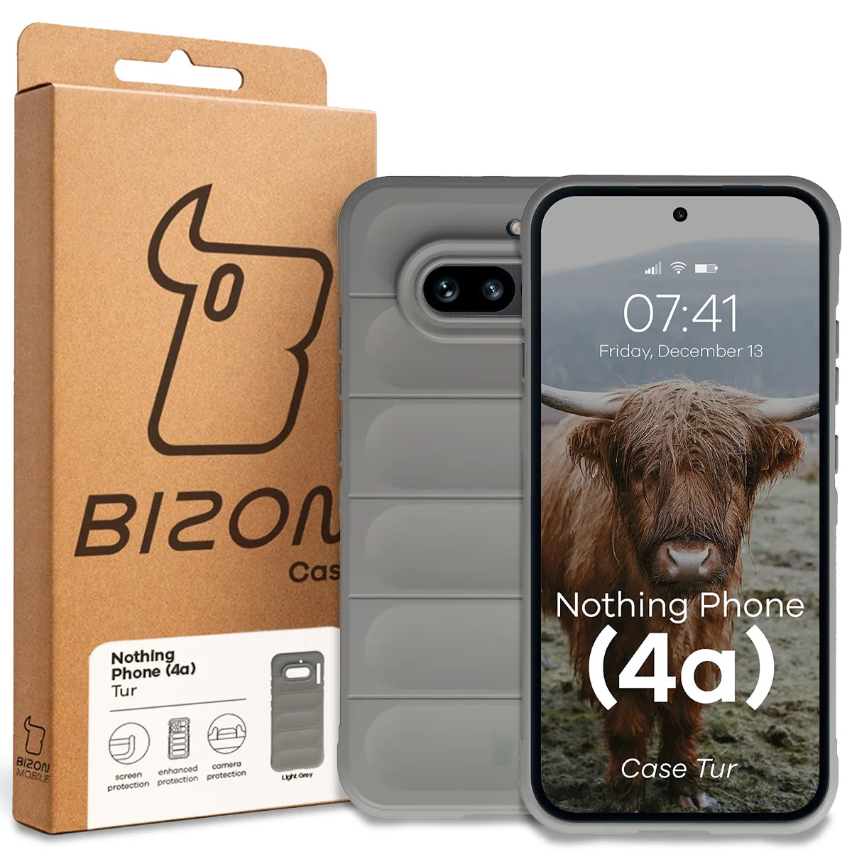 Robuste Handyhülle für Nothing Phone (4a), Bizon Case Tur, Hellgrau